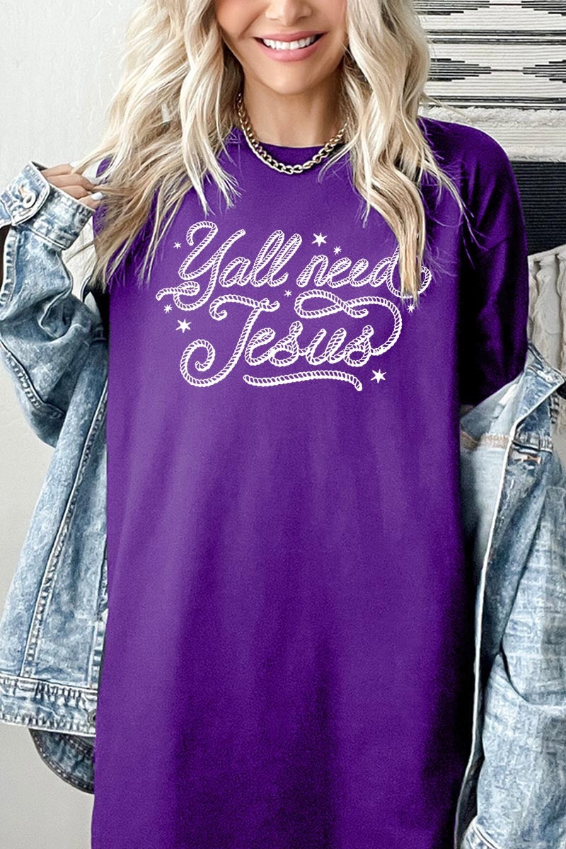 5000-E3115 Y'all Need Jesus Graphic Heavy Cotton Tee $9