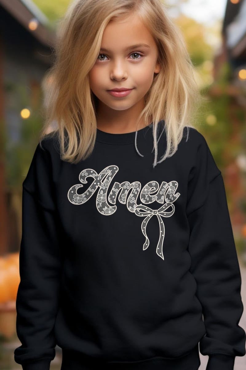 UL180B-E2843Z Amen Lace Kids Graphic Fleece Sweatshirt $20