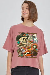 CTS-E3096 Vintage Western Collage Graphic Relaxed Crop Top $11