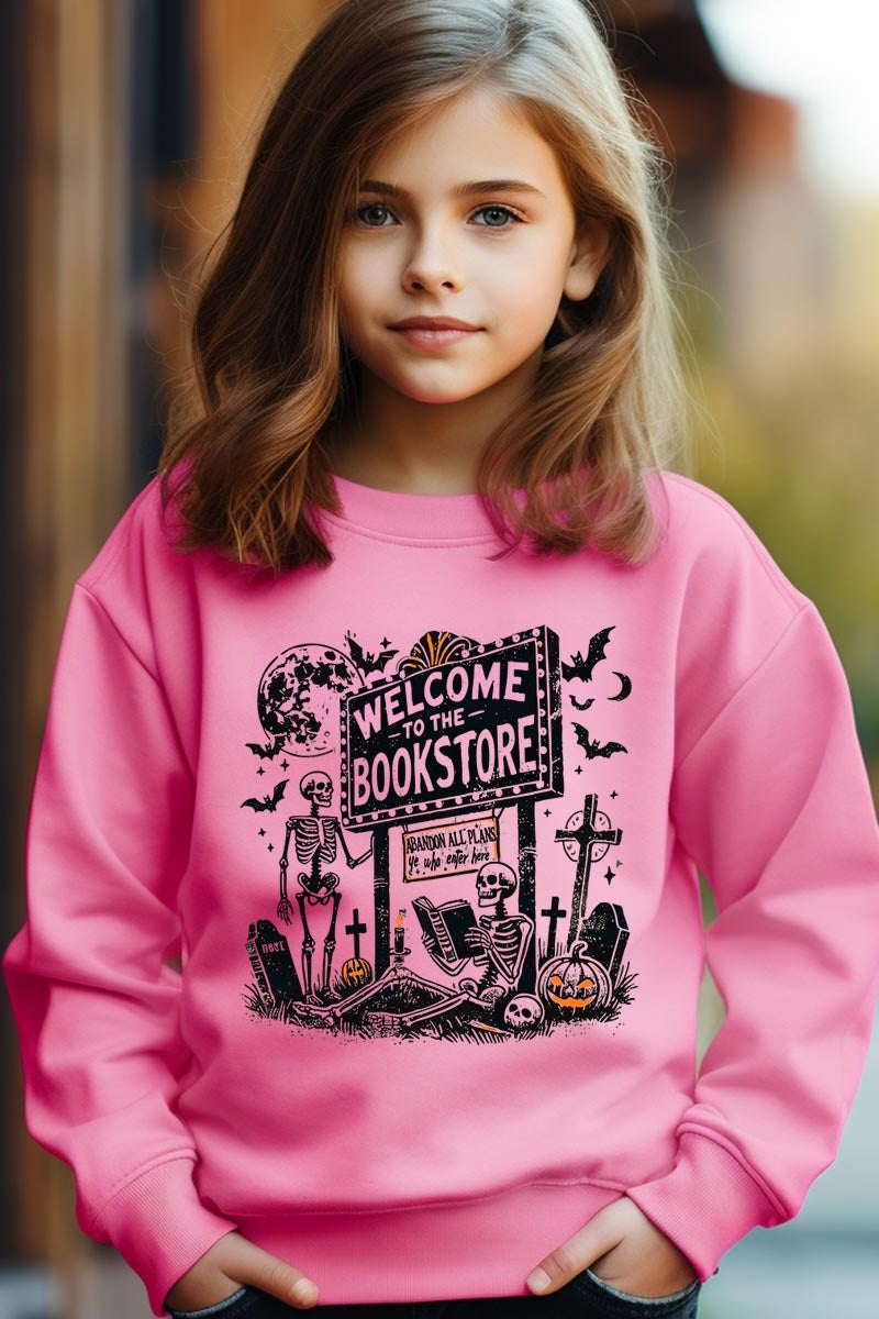 UL180B-E3122Z Bookstore Halloween Kids Graphic Sweatshirt $20