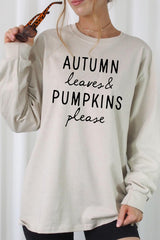 UL240P-E3158 Autumn Leaves Pumpkins Graphic Plus Long Sleeve Tee $17