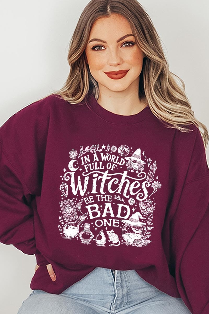 UL180P-E3139 In a World of Witches Graphic Plus Sweatshirt $25
