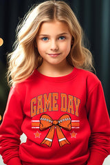 UL180B-E3064Z Orange Game Day Football Bow Kids Sweatshirt $20