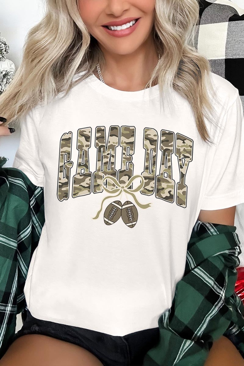 US3001-E3131 Football Game Day Camo Graphic Tee $12.5