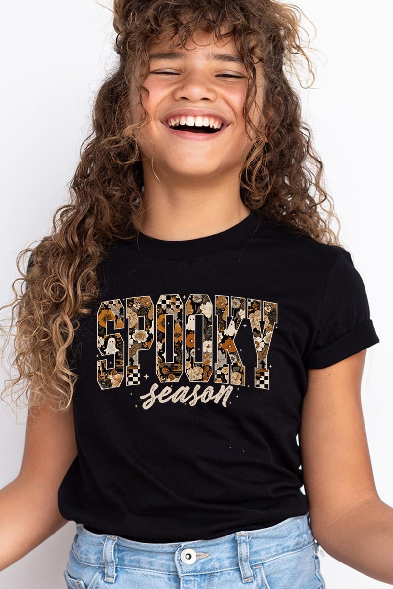US3001Y-E3105Z Spooky Season Halloween Kids Graphic Tee $11