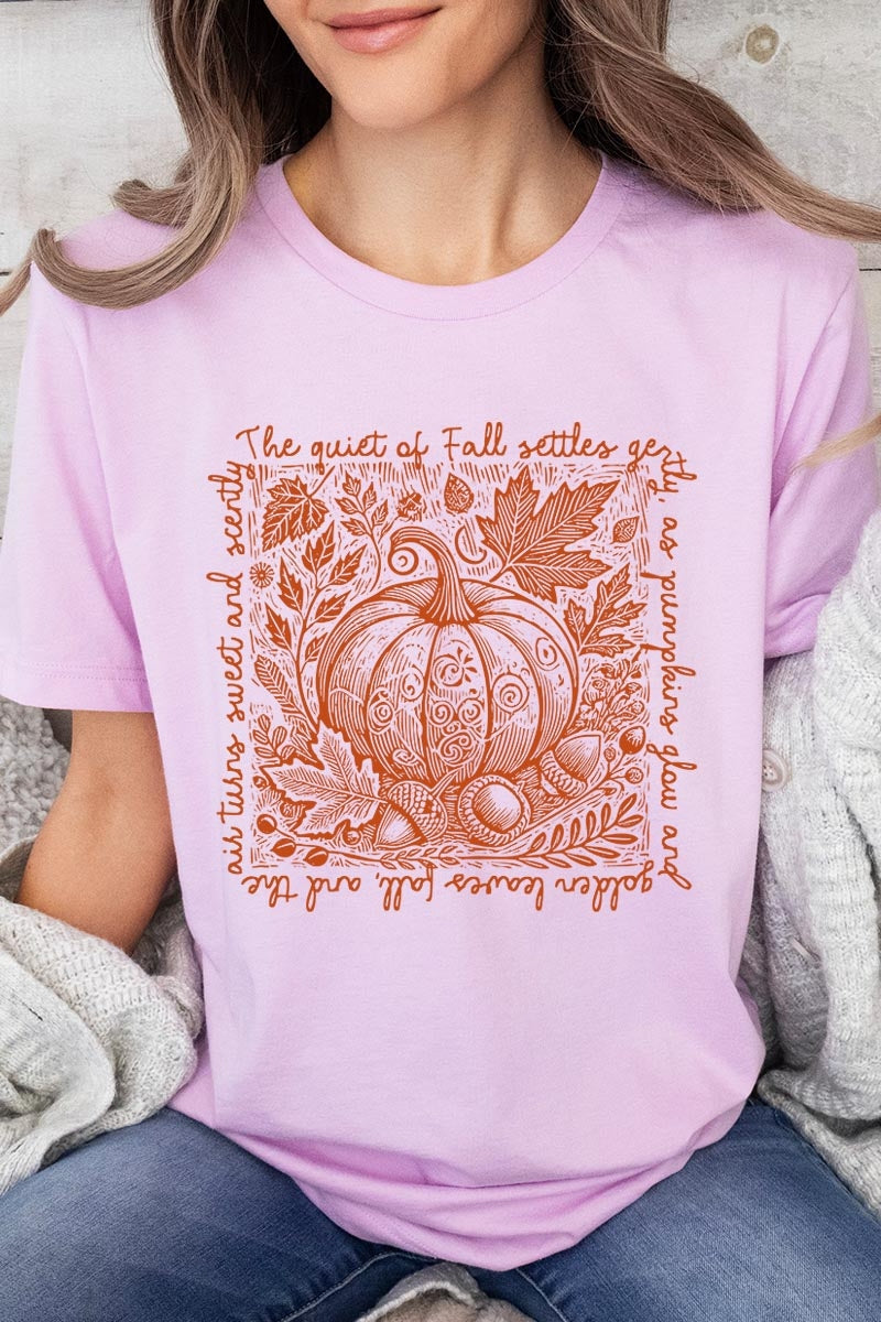 US3001-E3112 Fall Pumpkin Botanical Graphic Tee $12.5