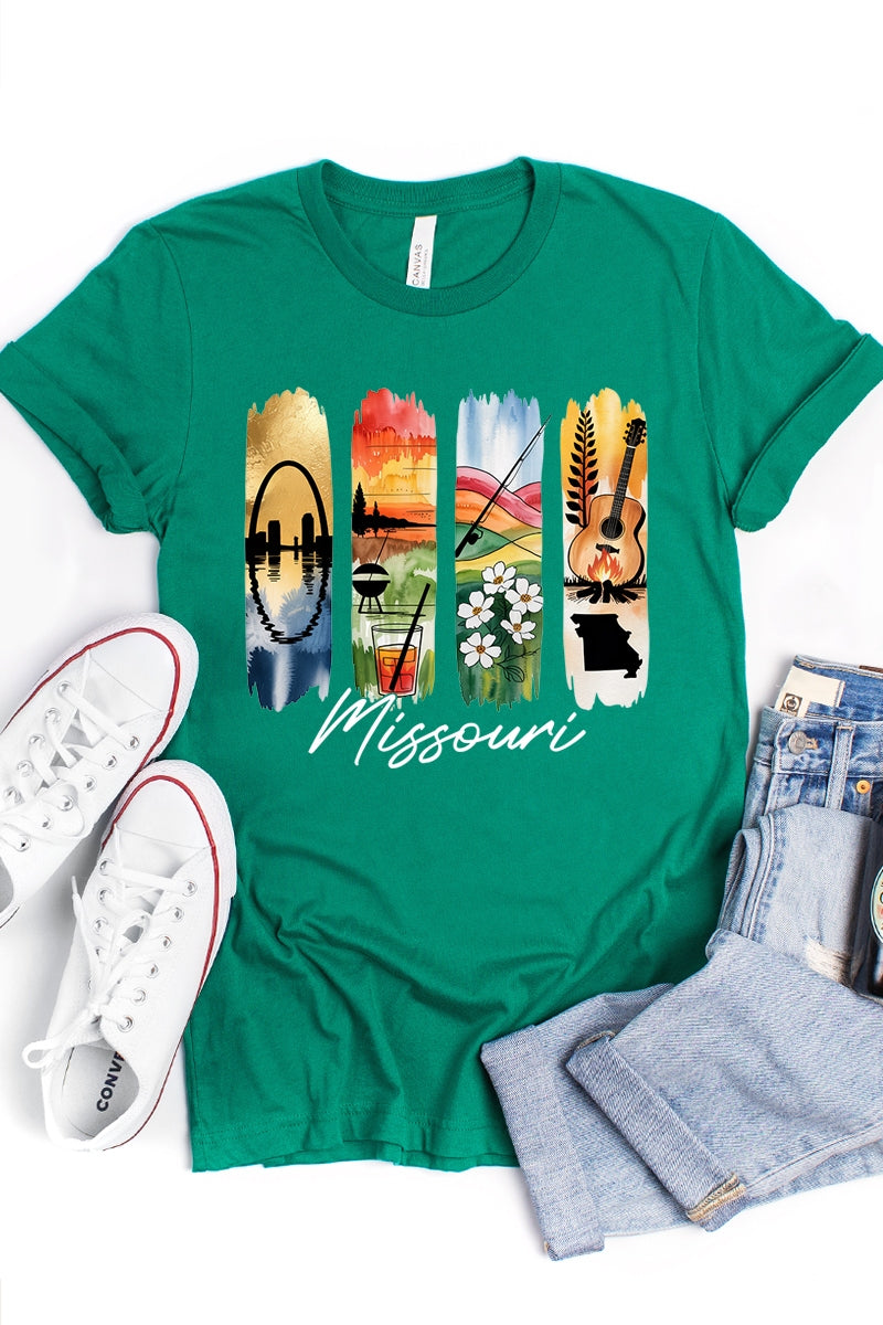 US3001P-E3061MO Missouri State Brushstroke Graphic Plus Tee $16