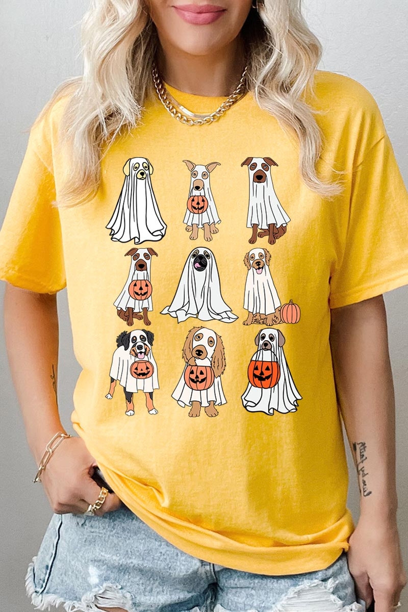 5000-E3106 Halloween Ghost Dog Graphic Heavy Cotton Tee $9