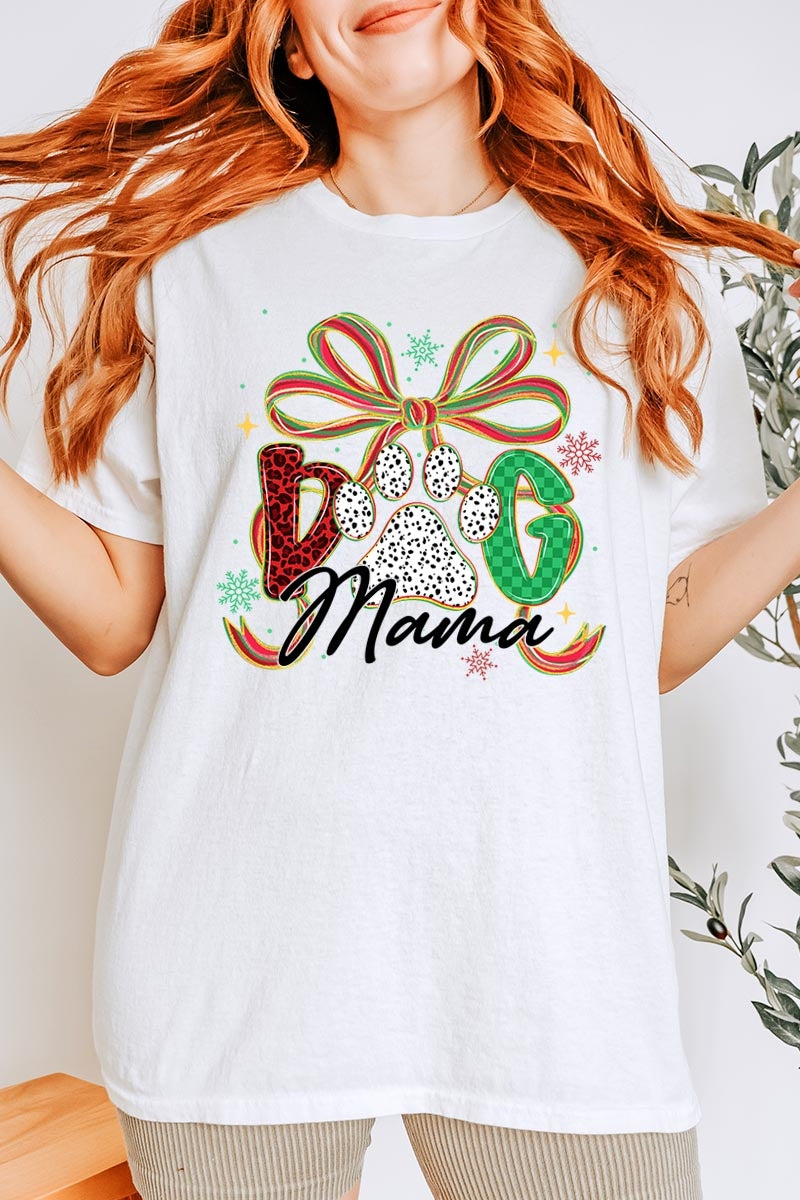 5000P-E3194 Dog Mama Christmas Paw Graphic Plus Heavy Cotton Tee $12.75