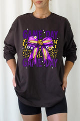UL240P-E3092 Purple Yellow Football Bow Plus Long Sleeve Tee $17