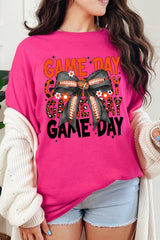 5000P-E3088 Orange Black Football Bow Plus Heavy Cotton Tee $12.75