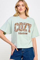 CTS-E3082 Cozy Season Graphic Relaxed Crop Top $11