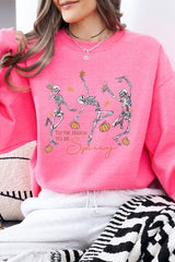 UL180P-E3123 Halloween Skeleton Graphic Plus Sweatshirt $25