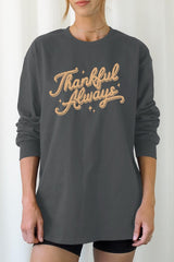 UL240P-E3168 Thankful Always Graphic Plus Long Sleeve Tee $17