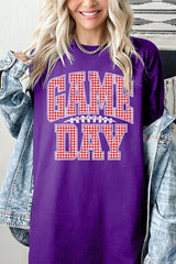 5000-E3126 Red Gingham Game Day Graphic Heavy Cotton Tee $9