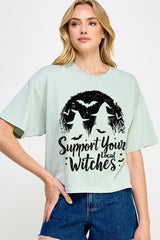 CTS-E3161 Local Witches Halloween Graphic Relaxed Crop Top $11