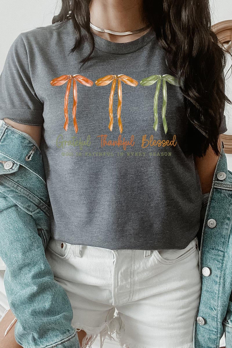 US3001-E3111 Grateful Thankful Blessed Graphic Tee $12.5