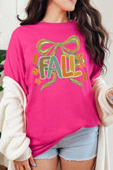 5000P-E3121 Fall Brushstroke Bow Graphic Plus Heavy Cotton Tee $12.75