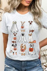 US3001-E3106 Halloween Ghost Dog Graphic Tee $12.5
