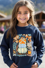 UL180B-E3153Z Floral Pumpkin Stack Kids Graphic Sweatshirt $20
