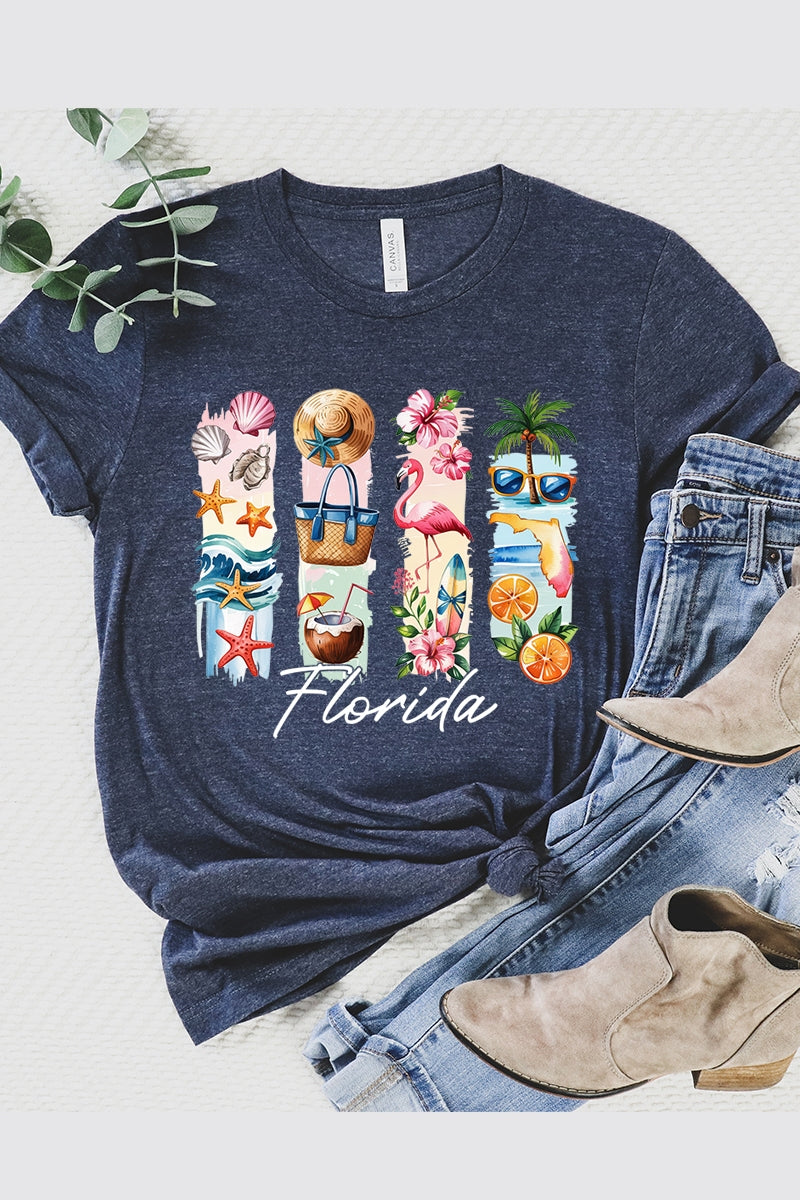 US3001-E3061FL Florida State Brushstroke Graphic Tee $12.5