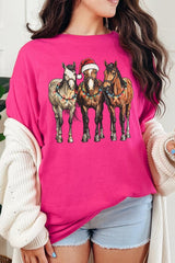 5000P-E3182 Christmas Horses Graphic Plus Heavy Cotton Tee $12.75