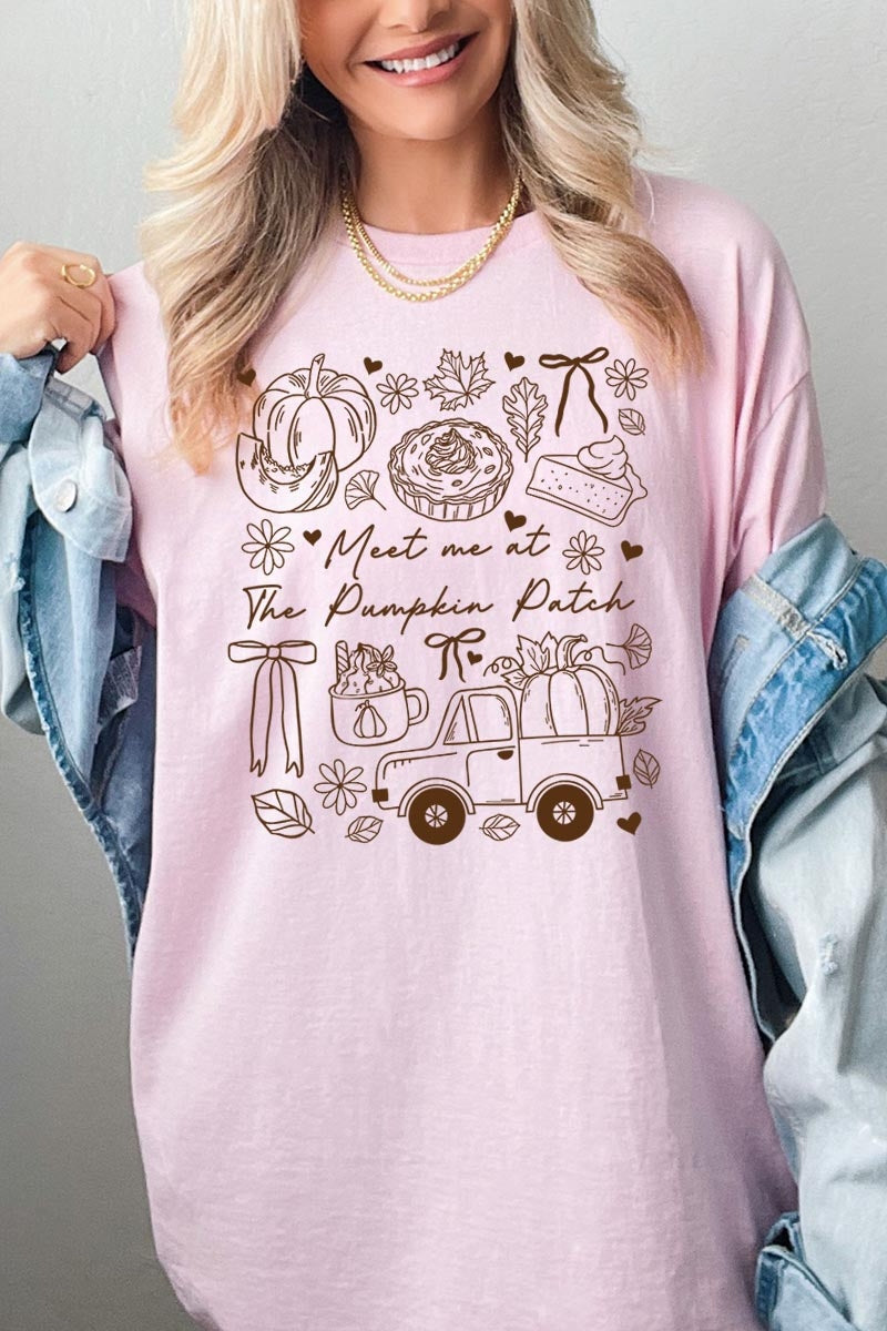 5000P-E3163 Pumpkin Patch Doodle Graphic Plus Heavy Cotton Tee $12.75