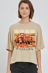 CTS-E3172 Harvest Is Plenty Graphic Relaxed Crop Top $11
