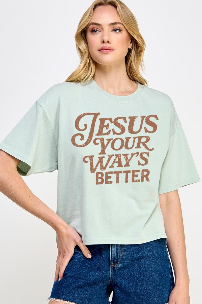 CTS-E3114 Christian Graphic Relaxed Crop Top $11