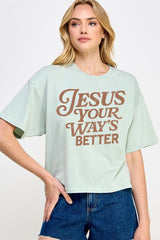 CTS-E3114 Christian Graphic Relaxed Crop Top $11