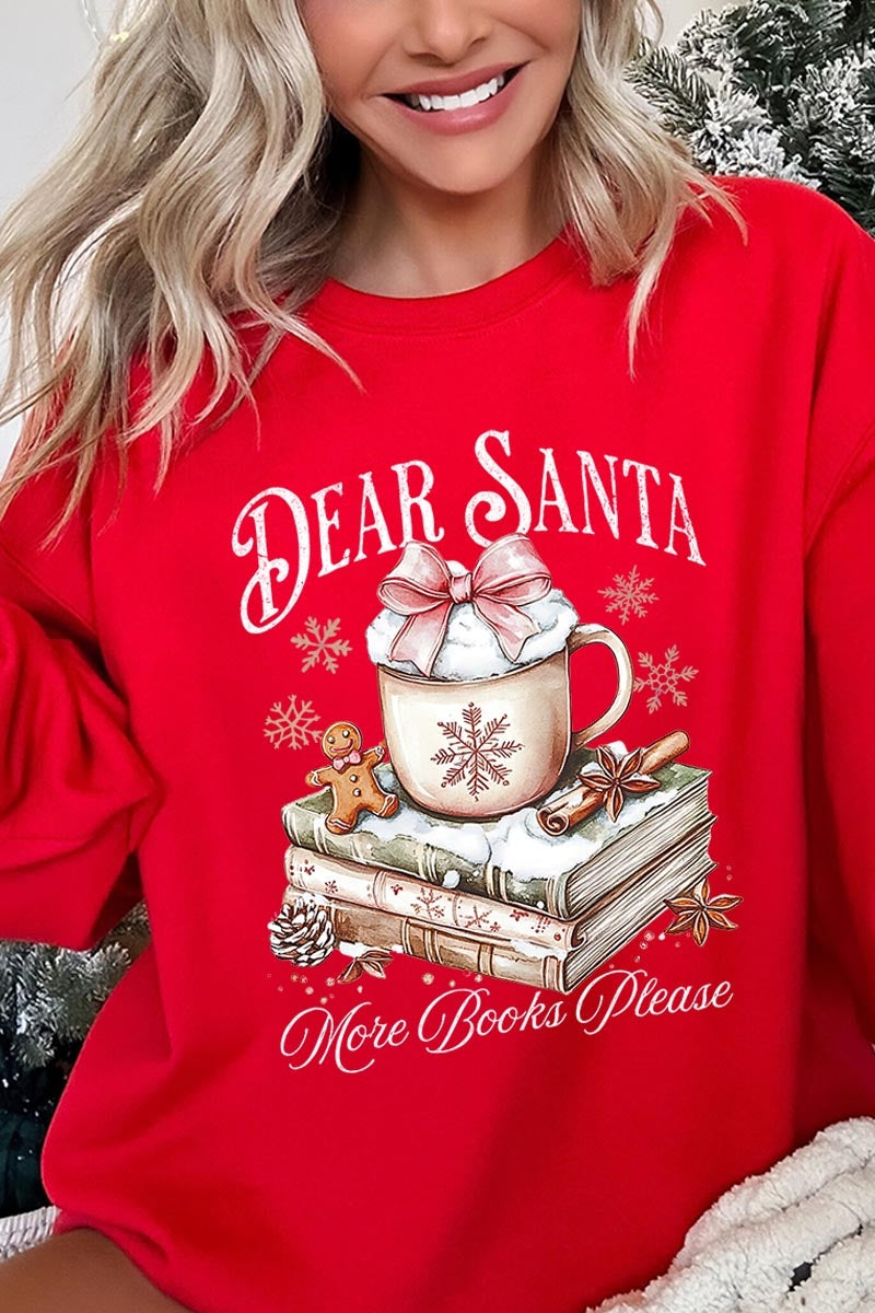 UL180P-E3205 Dear Santa Books Graphic Plus Sweatshirt $25