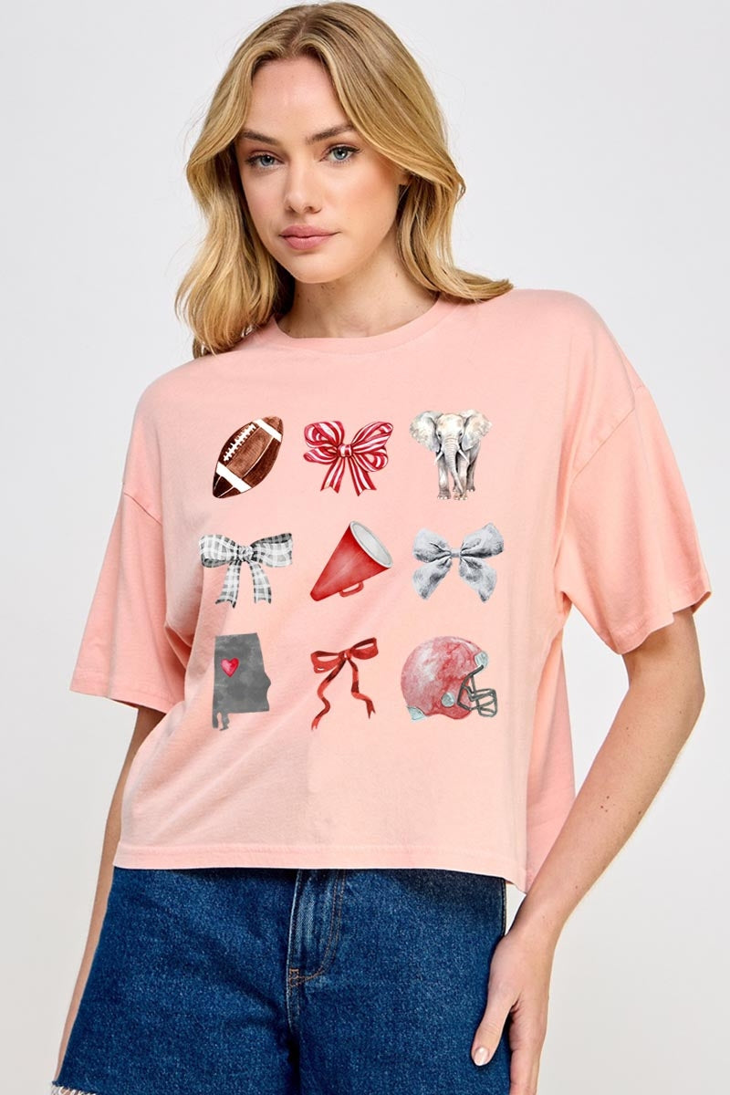 CTS-E3076 Alabama Football Graphic Relaxed Crop Top $11