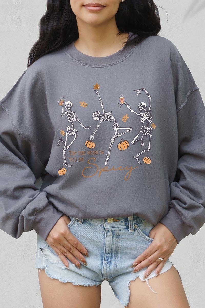 UL180-E3123 Halloween Skeleton Graphic Sweatshirt $20