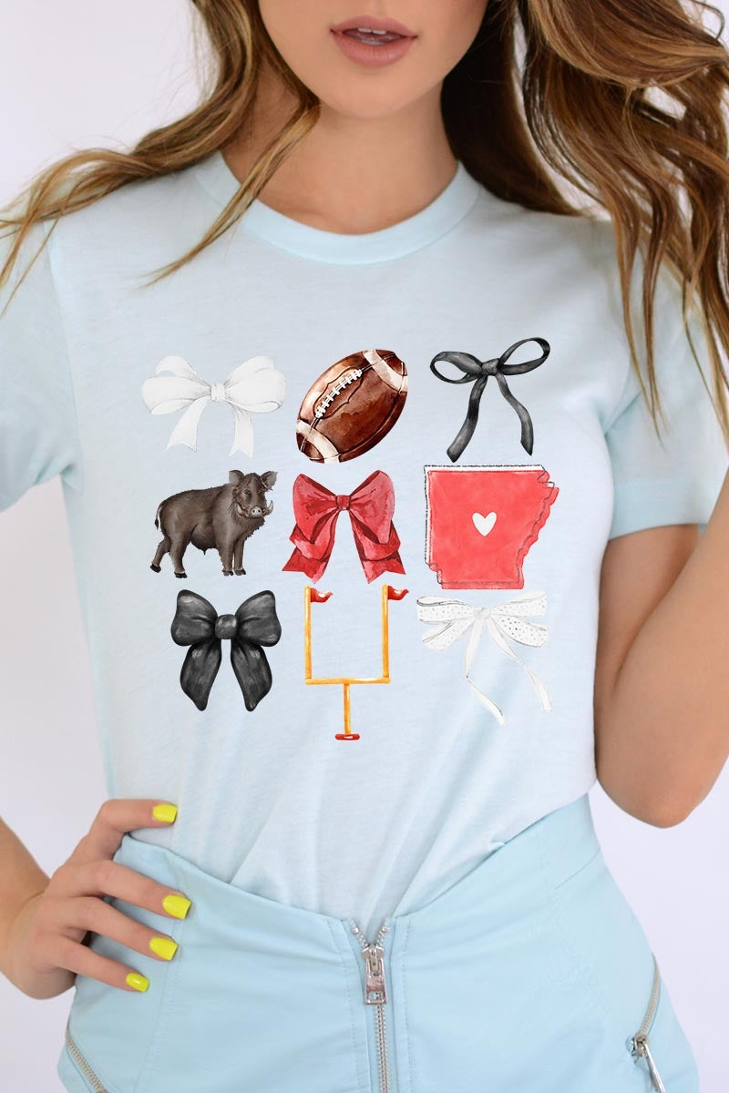 US3001-E3077 Arkansas Football Graphic Tee $12.5