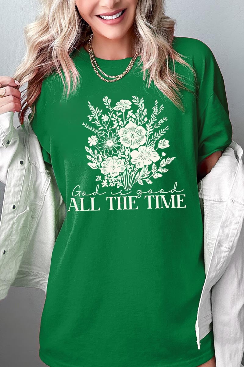 5000P-E3116 God Is Good Floral Graphic Plus Heavy Cotton Tee $12.75