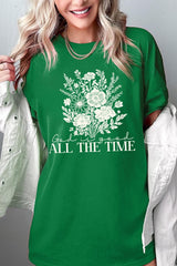 5000P-E3116 God Is Good Floral Graphic Plus Heavy Cotton Tee $12.75