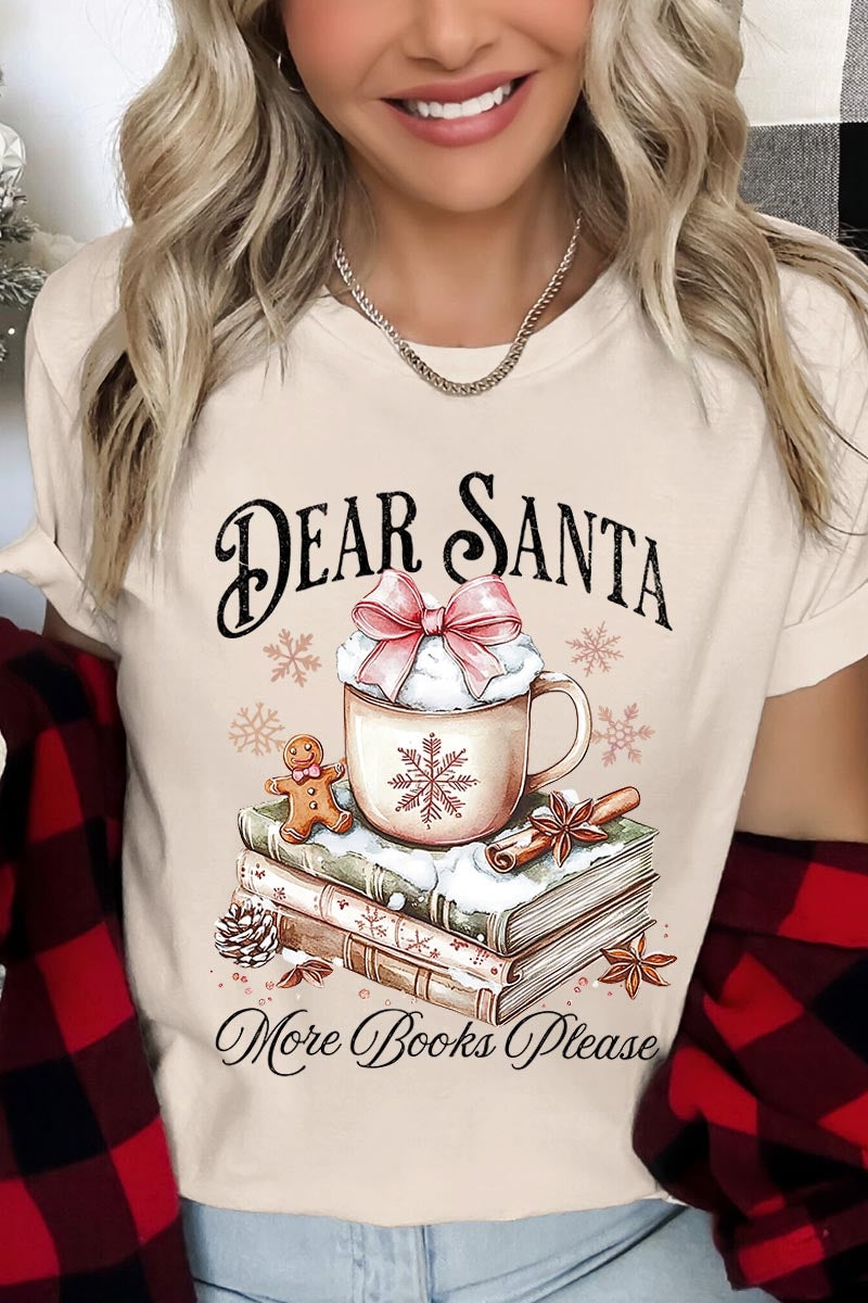 US3001P-E3205 Dear Santa Books Graphic Plus Tee $16