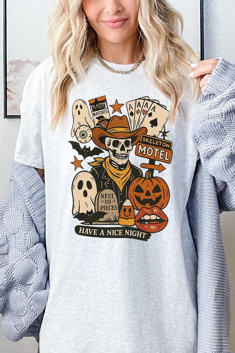 5000P-E3107 Spooky Skeleton Graphic Plus Heavy Cotton Tee $12.75