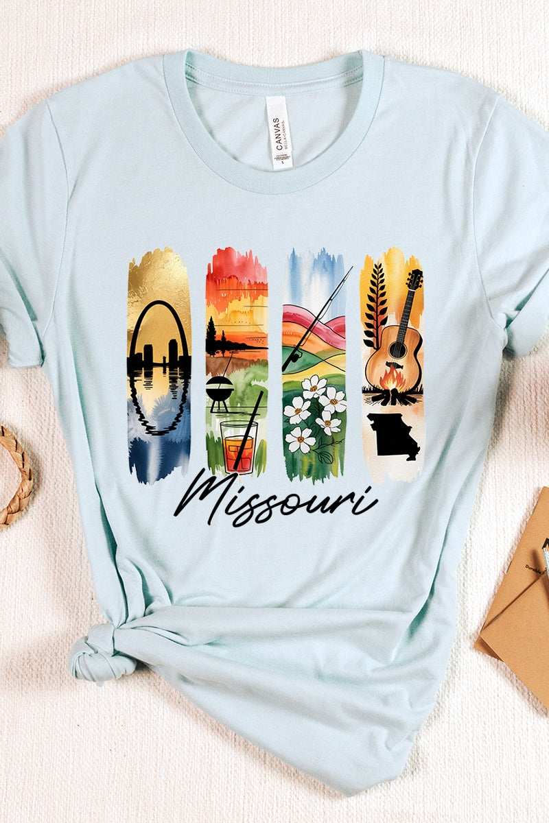 US3001P-E3061MO Missouri State Brushstroke Graphic Plus Tee $16