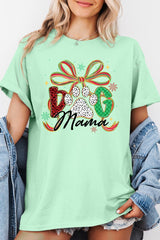 5000-E3194 Dog Mama Christmas Paw Graphic Heavy Cotton Tee $9