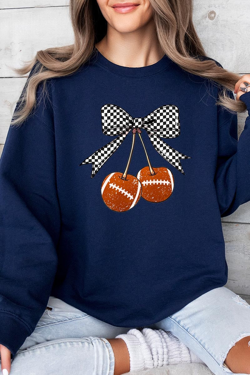 UL180-E3055 Football Cherries Graphic Sweatshirt $20