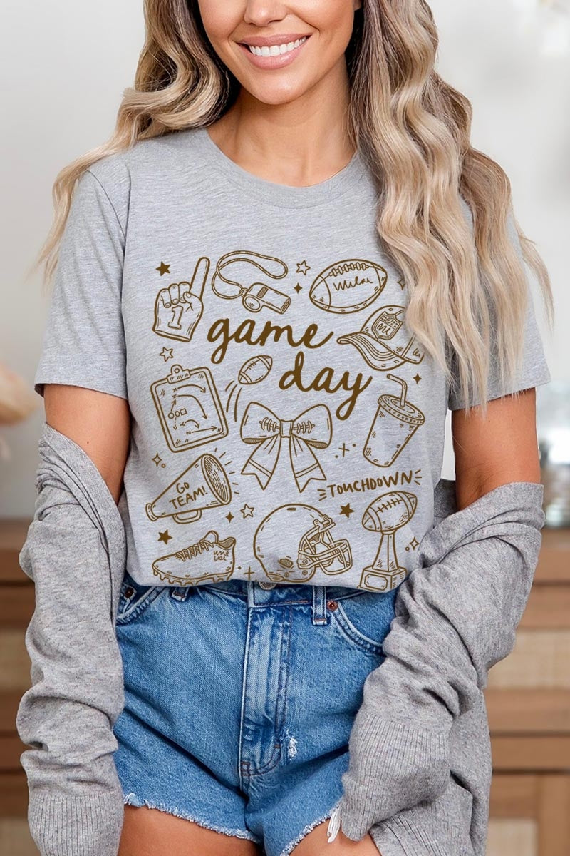 US3001P-E3081 Football Doodles Graphic Plus Tee $16