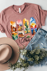 US3001-E3061UT Utah State Brushstroke Graphic Tee $12.5