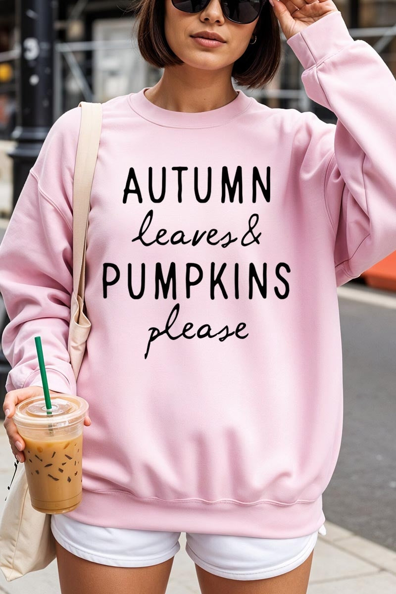 UL180-E3158 Autumn Leaves Pumpkins Graphic Sweatshirt $20
