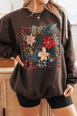 UL180-E3186 Floral Christmas Graphic Sweatshirt $20