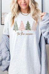 5000P-E3218 Rustic Christmas Trees Graphic Plus Heavy Cotton Tee $12.75