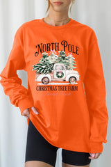 UL240-E3174 North Pole Christmas Graphic Long Sleeve Tee $13.75