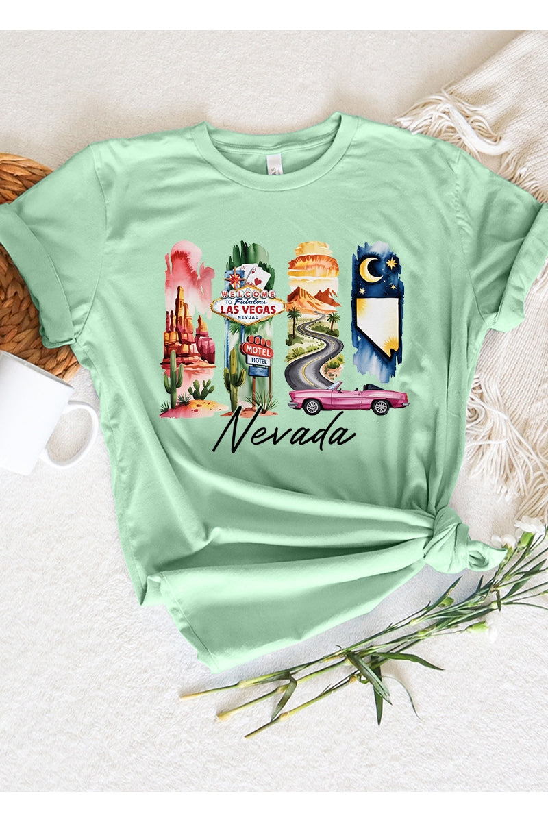 US3001-E3061NV Nevada State Brushstroke Graphic Tee $12.5