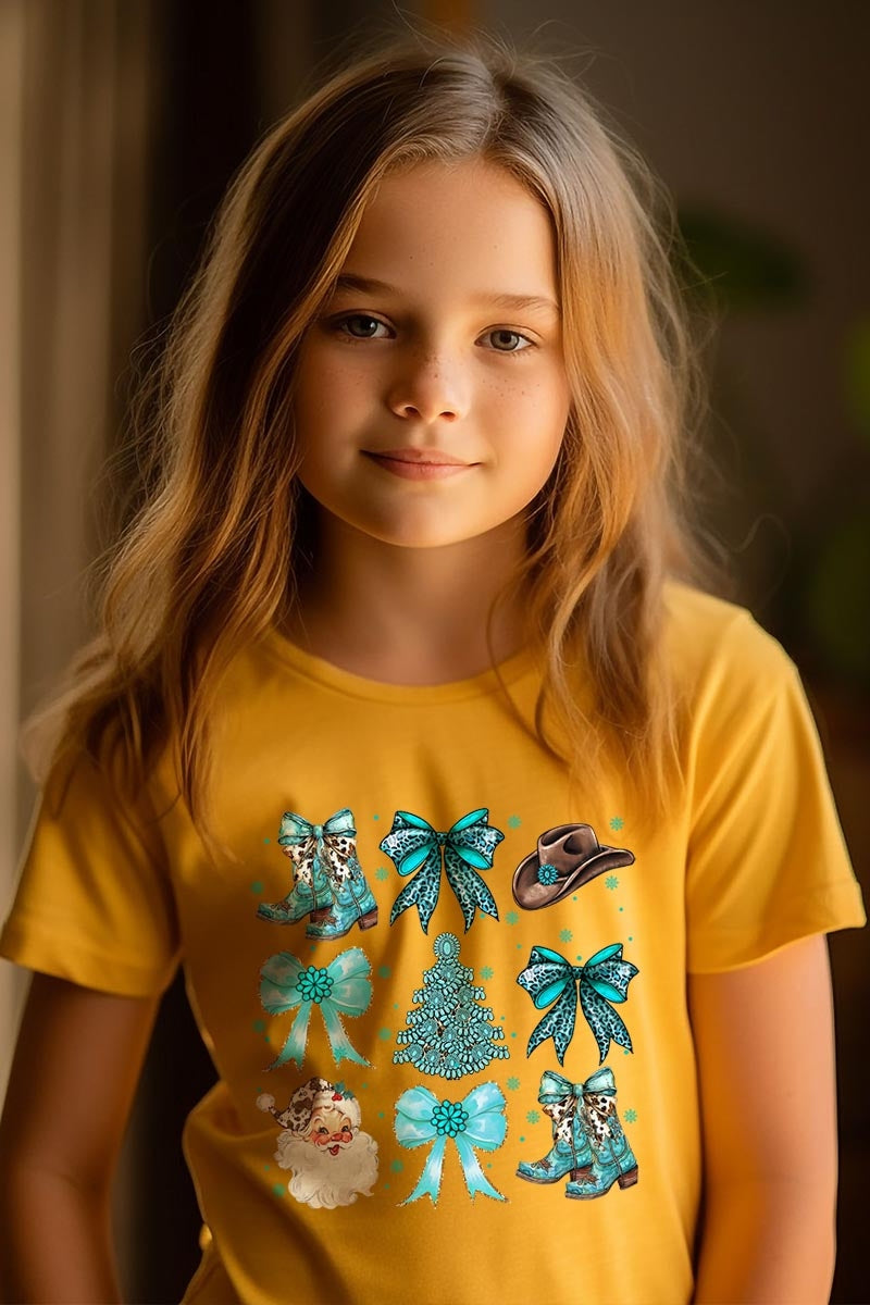 US3001Y-E3180Z Western Christmas Kids Graphic Tee $11