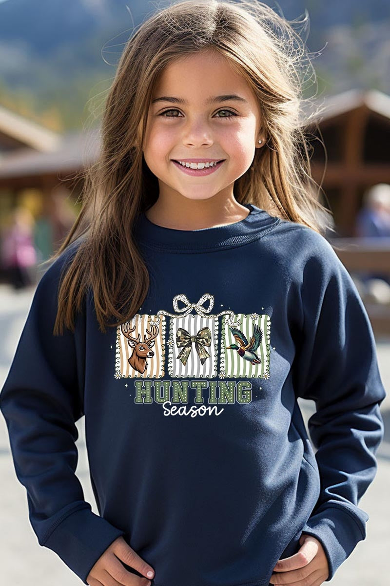 UL180B-E3192Z Deer & Duck Hunting Season Kids Graphic Sweatshirt $20